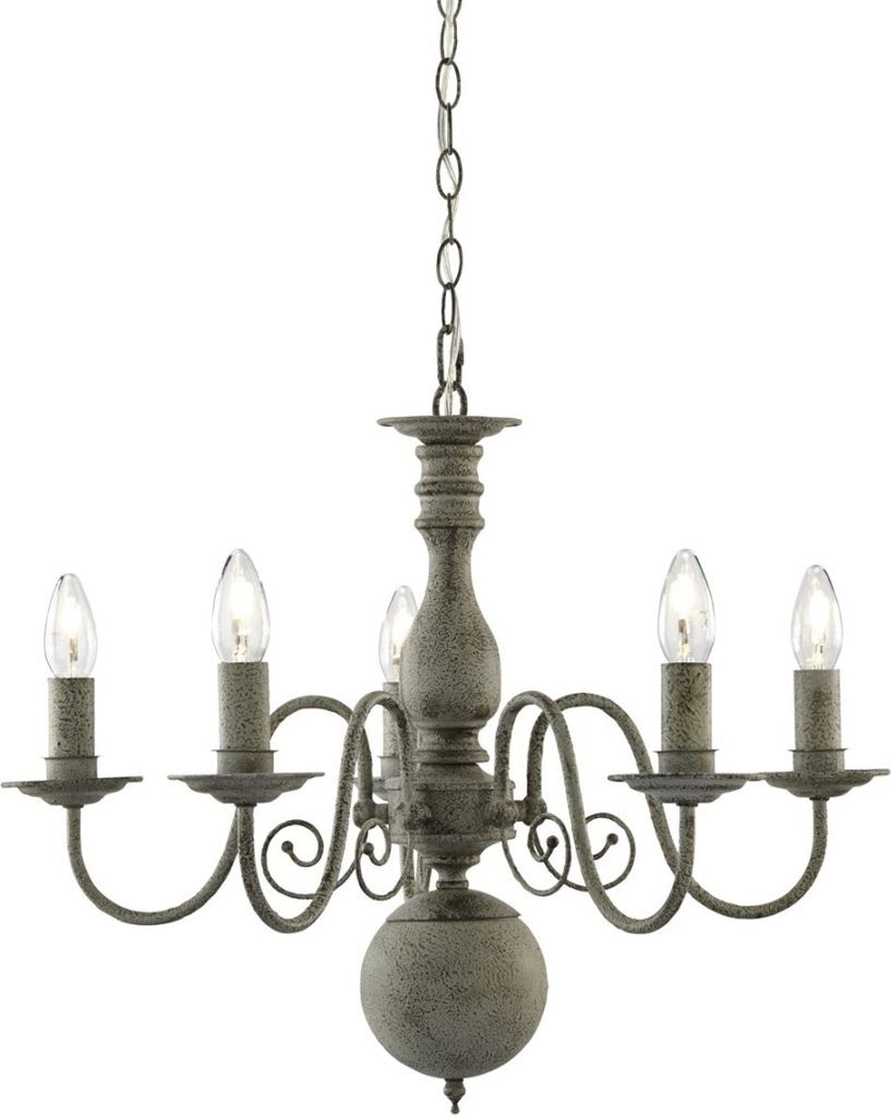 Rustikale Hängeleuchte in Stahl Antik 5xE14 bis zu 40 Watt 230V aus Metall & Glas Schlafzimmer Küche Wohnzimmer Esszimmer Lampen Leuchte Beleuchtung