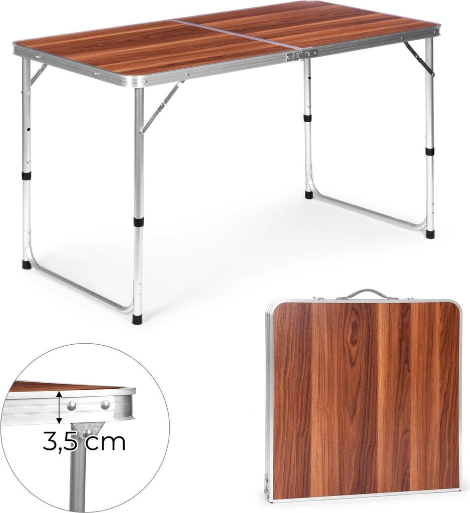 Touristentisch klappbarer Campingtisch braune Platte 120 x 60 cm