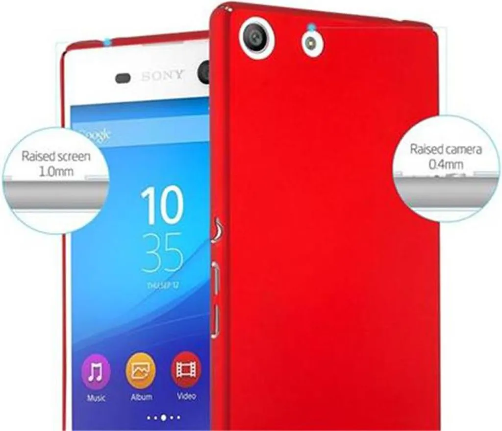 Cadorabo Custodia Per Sony Xperia M5: Cover Morbida TPU Frost Rosso, Sottile E Antiurto