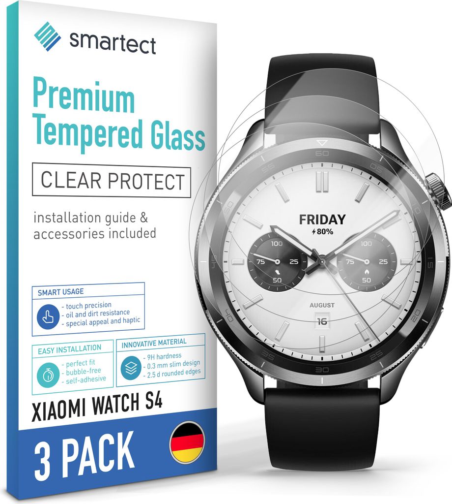 3x Schutzglas Panzerfolie Klar für Xiaomi Watch S4 Produktbild 