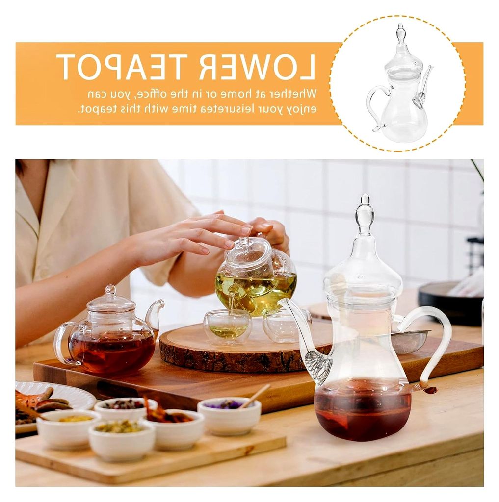 Transparente Teekanne 1000ml aus hitzebeständigem Borosilikatglas mit herausnehmbarem Teesieb für losen Tee, Kräuter- und Grüntee für Zuhause ...