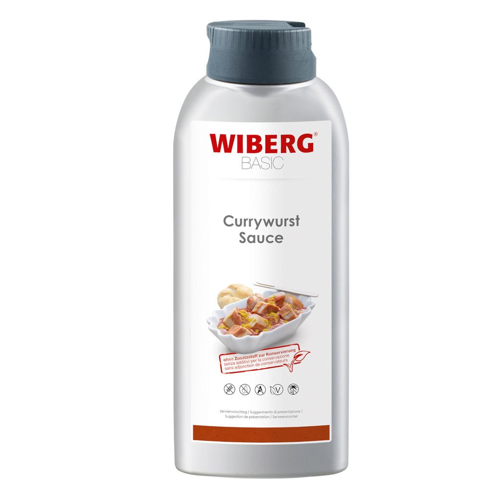 Verpackungsbild Wiberg Currywurst Sauce ohne Konservierungsstoffe fruchtig süß 740g
