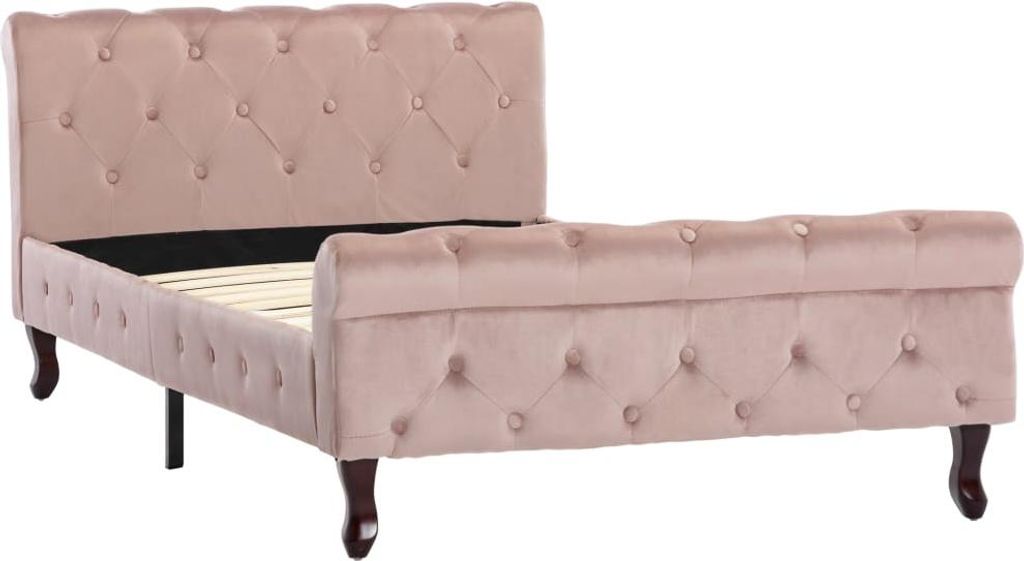vidaXL Bettgestell Rosa Samt 100 x 200 cm