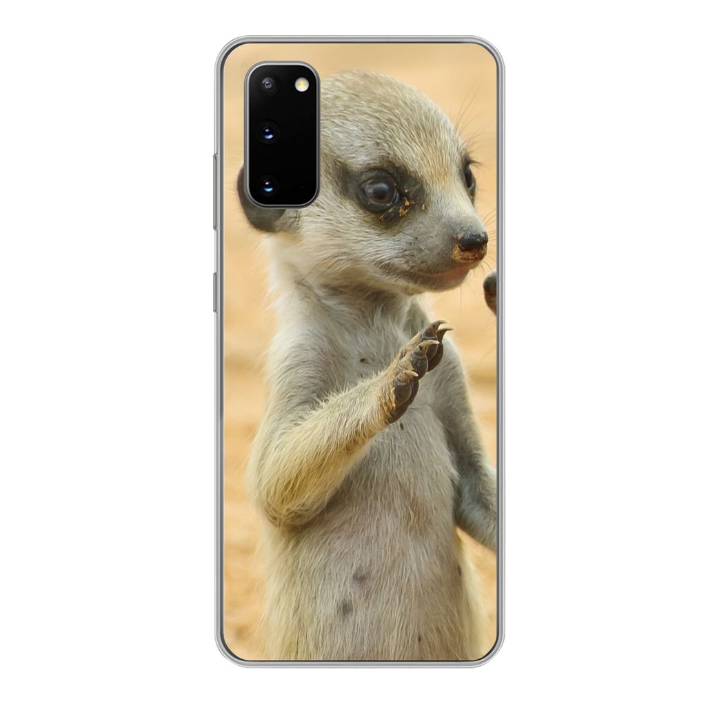MuchoWow Handyhülle Schutzhülle Hülle für Samsung Galaxy S20 Erdmännchen - Braun - Tier Silikon Softcase Handy Hülle - Bild