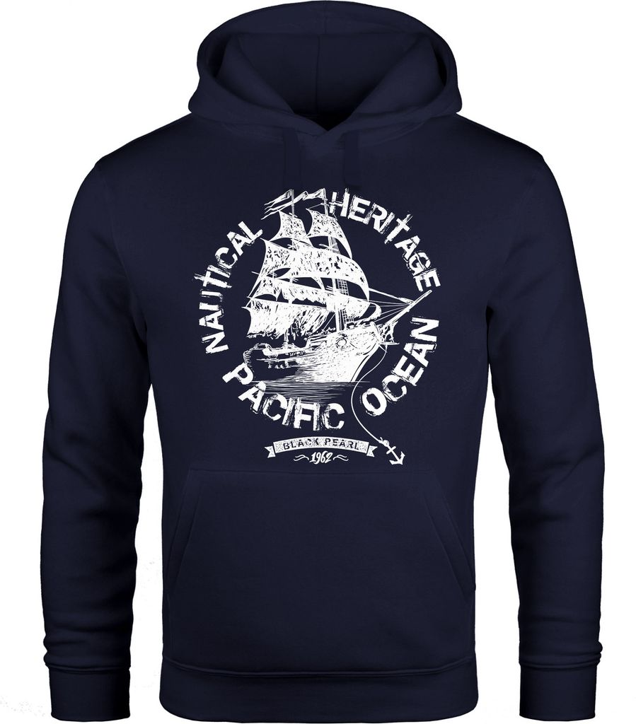 Hoodie Herren Segel Schiff Black Pearl Kapuzen-Pullover Männer Neverless navy XXL