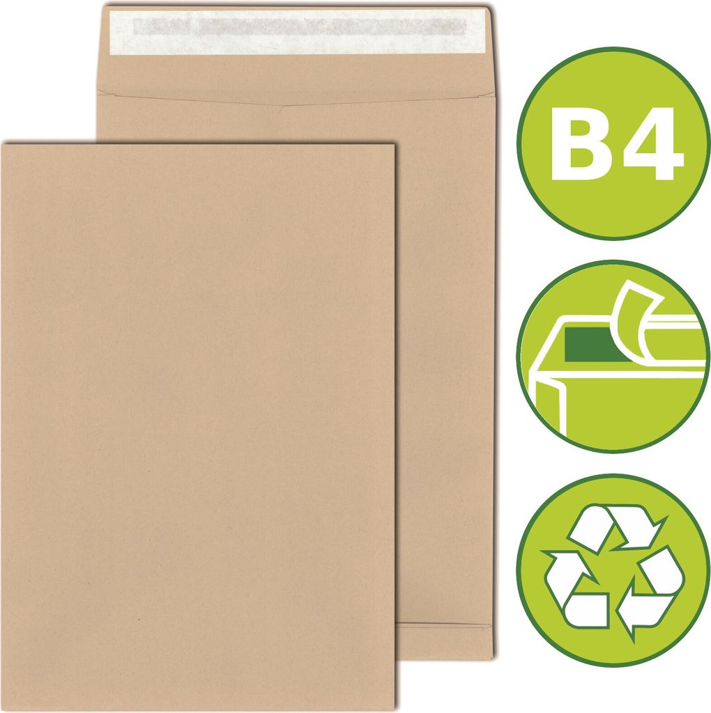 25 x Faltentaschen Versandtaschen DIN B4 4cm Falte haftklebend 250x353x40mm Braun