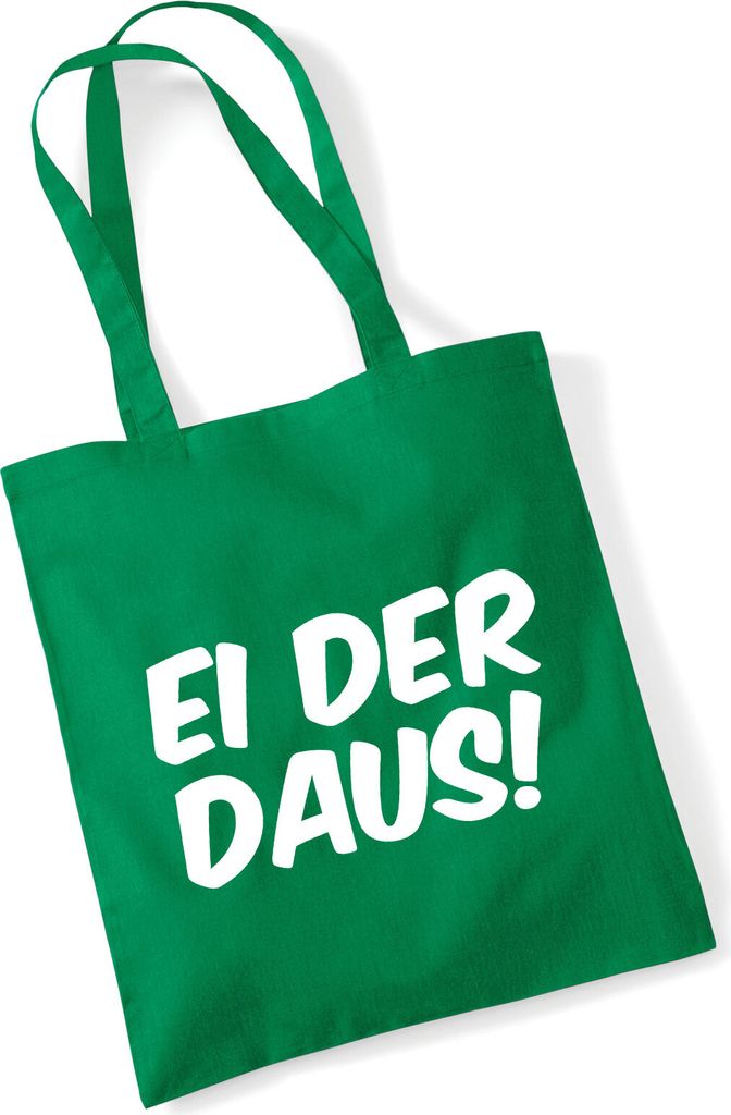 Huuraa Jutebeutel Ei der Daus Schriftzug 10 Liter Kelly Green Baumwolle Tasche Geschenkidee