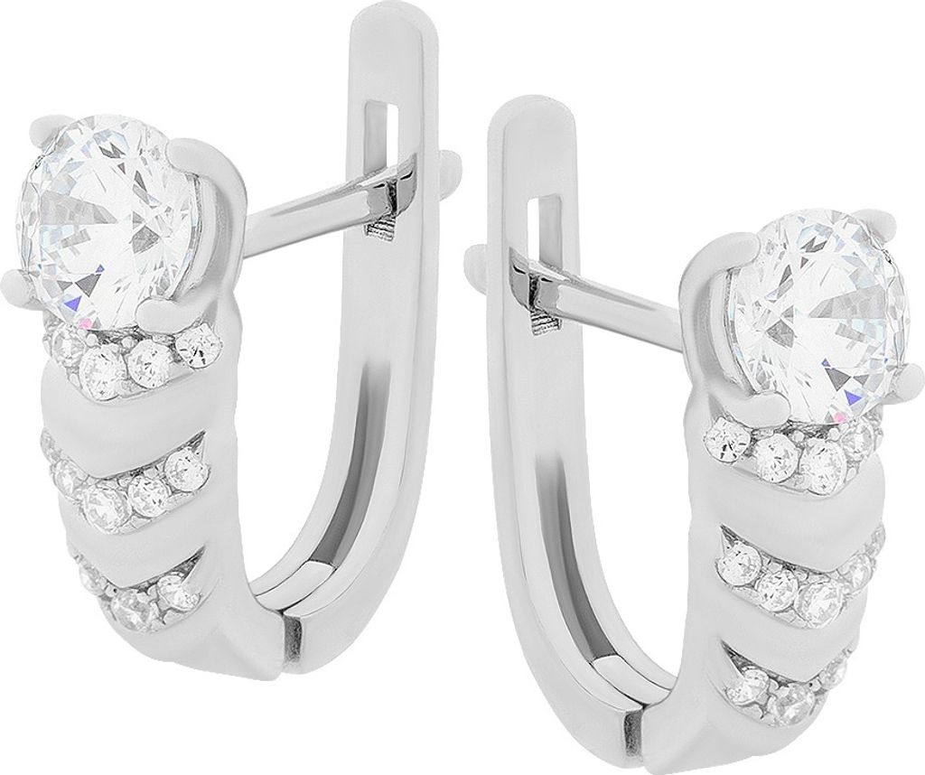 Ohrringe aus 925 Silber mit farblosen Zirkonia, Sterlingsilber Ohrhänger