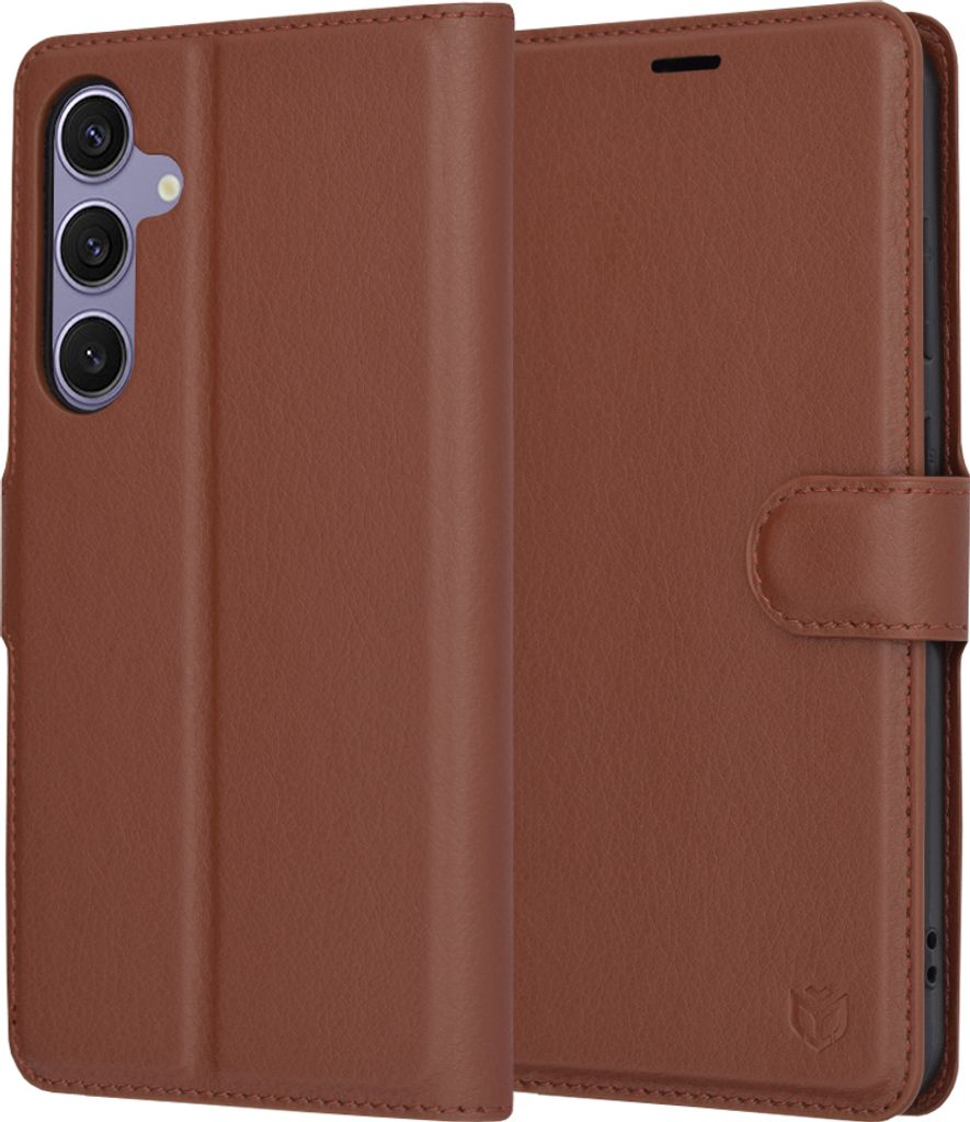 Techsuit Leder Folio Book Wallet Klapphülle für Samsung Galaxy S24 Plus - Braun