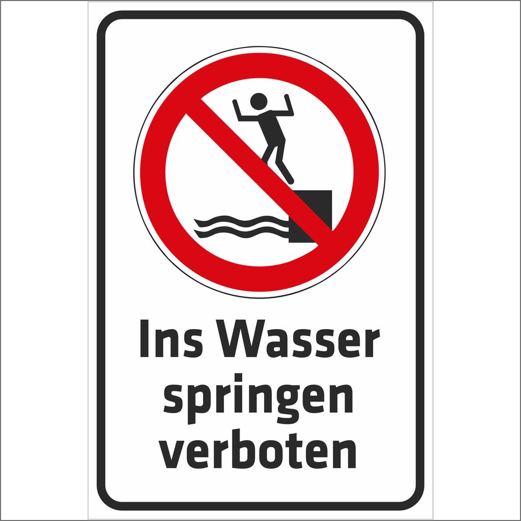 INDIGOS UG - Aluverbundplatte Schilder 3mm - Sicherheit - Ins Wasser springen verboten - 400x300 mm