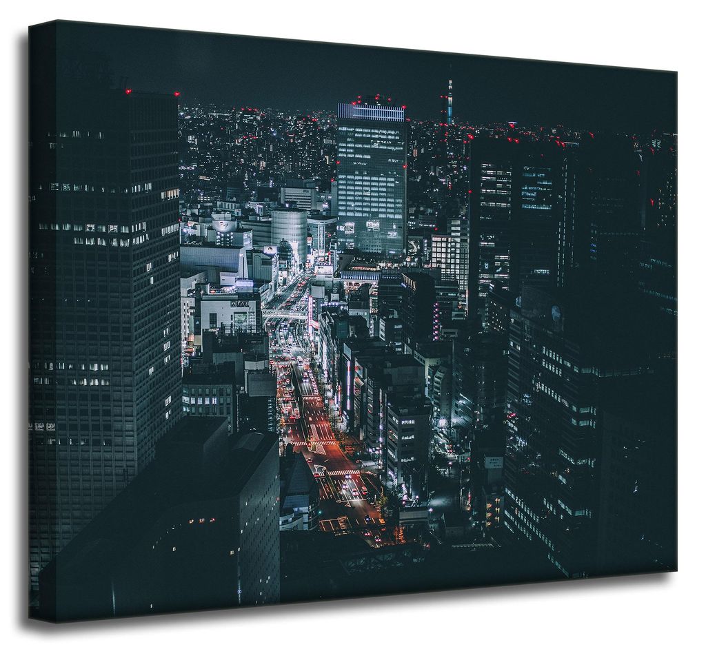 Leinwanddruck „Tokioter Architektur bei Nacht“, 50 x 40 cm