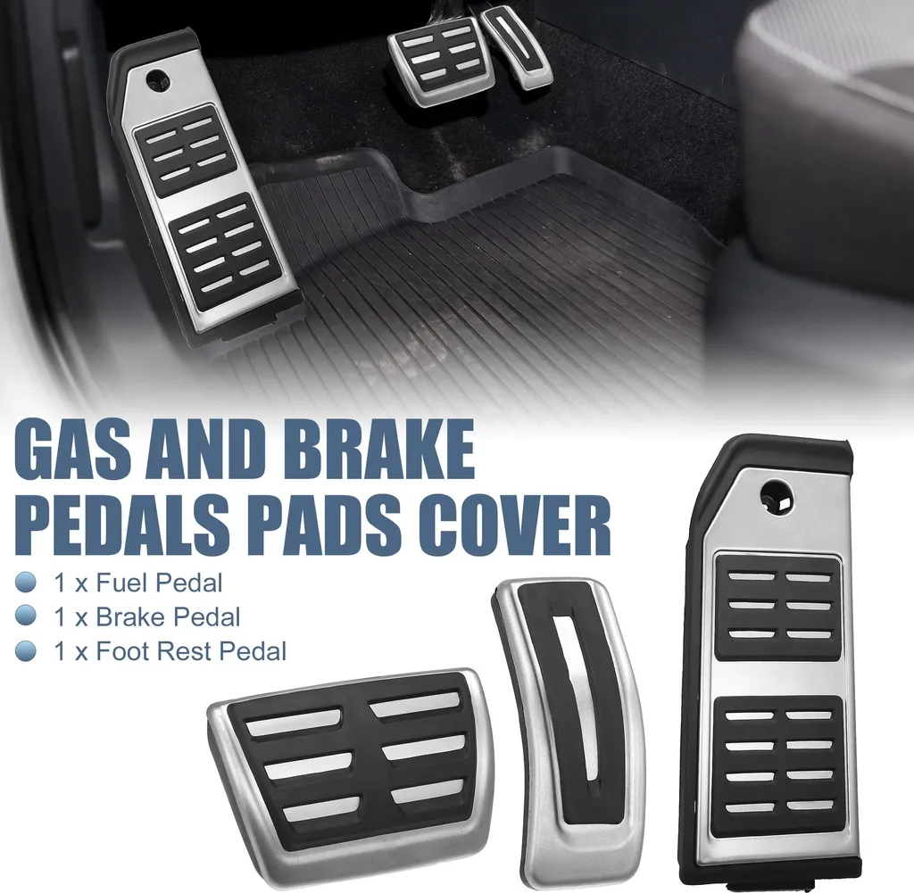 Couvre-pédales antidérapants en alu pour frein et gaz de voiture 3pcs