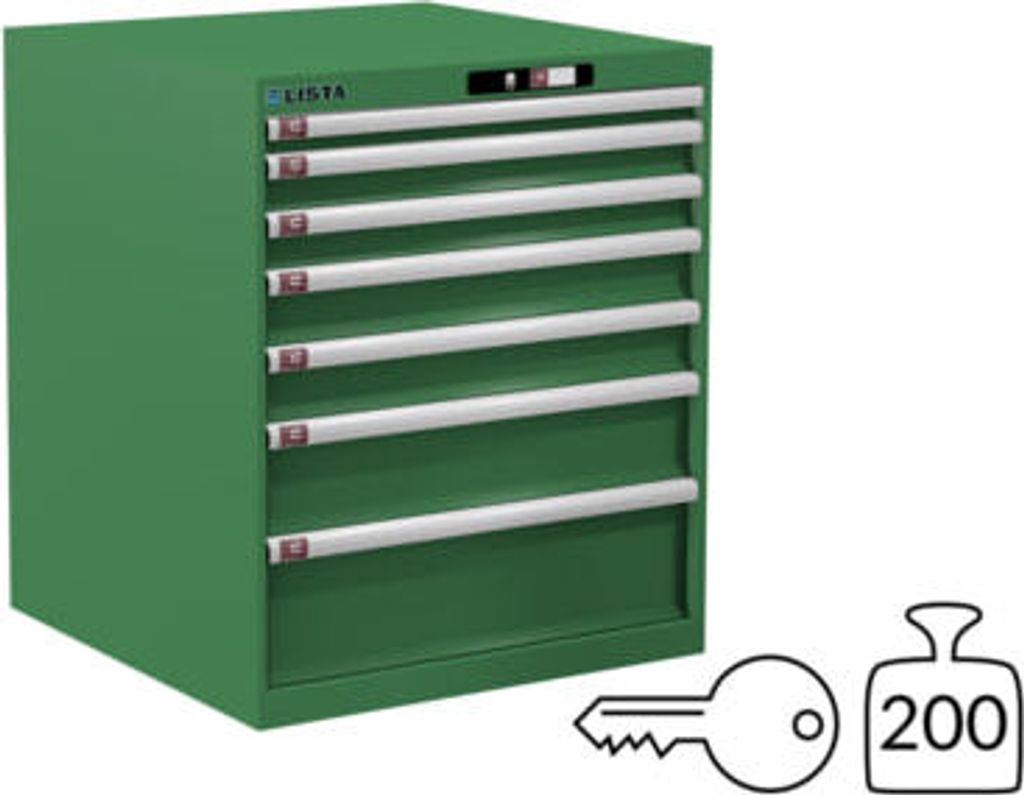 Lista Schubladenschrank - 78.642.030 - 850x717x725 mm (HxBxT) - 7 Schubladen - 200 kg - Key Lock - resedagrün (RAL 6011)