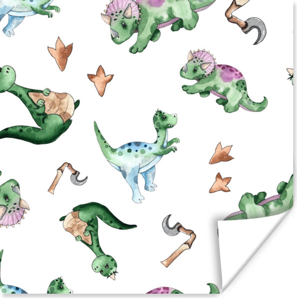 MuchoWow Poster Kinderzimmer - Dinosaurier - Fußabdruck - Jungen - Mädchen - Kinder - Kind 30x30 cm - Wandposter - Printing