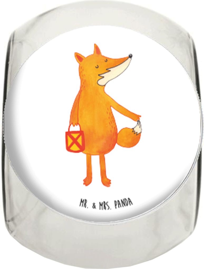 Mr. & Mrs. Panda Kaffeedose Fuchs Laterne L 870ml - Weiß - Geschenk, Bonboniere, Vorratsdose, Selbstbewusst, Laternenumzug, Glasdose, Sankt Martin...
