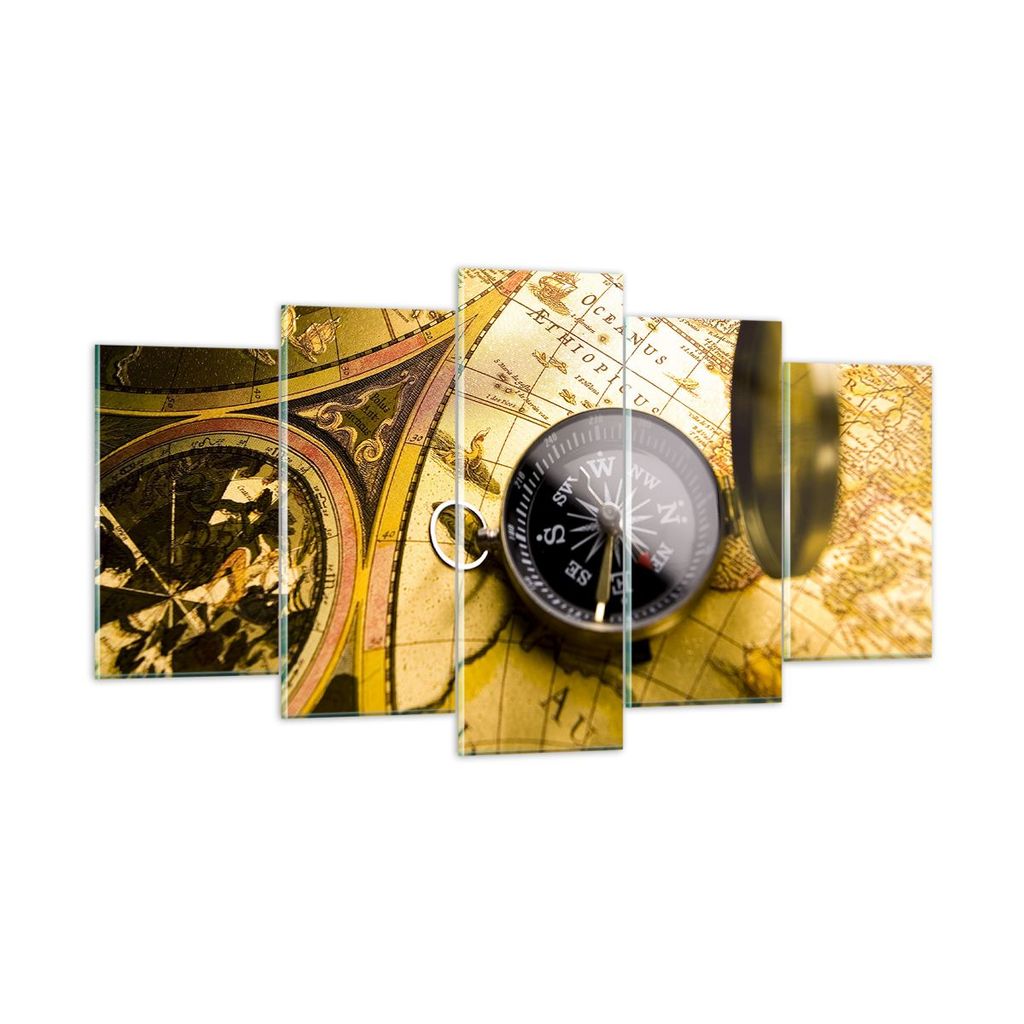Bilder auf glas - Abstrakt kommunikation kompass erde - 160x85cm - Glasbilder - Wandbilder - Kunstdruck - Wanddekoration aus Glas - Glas Bilder - W...