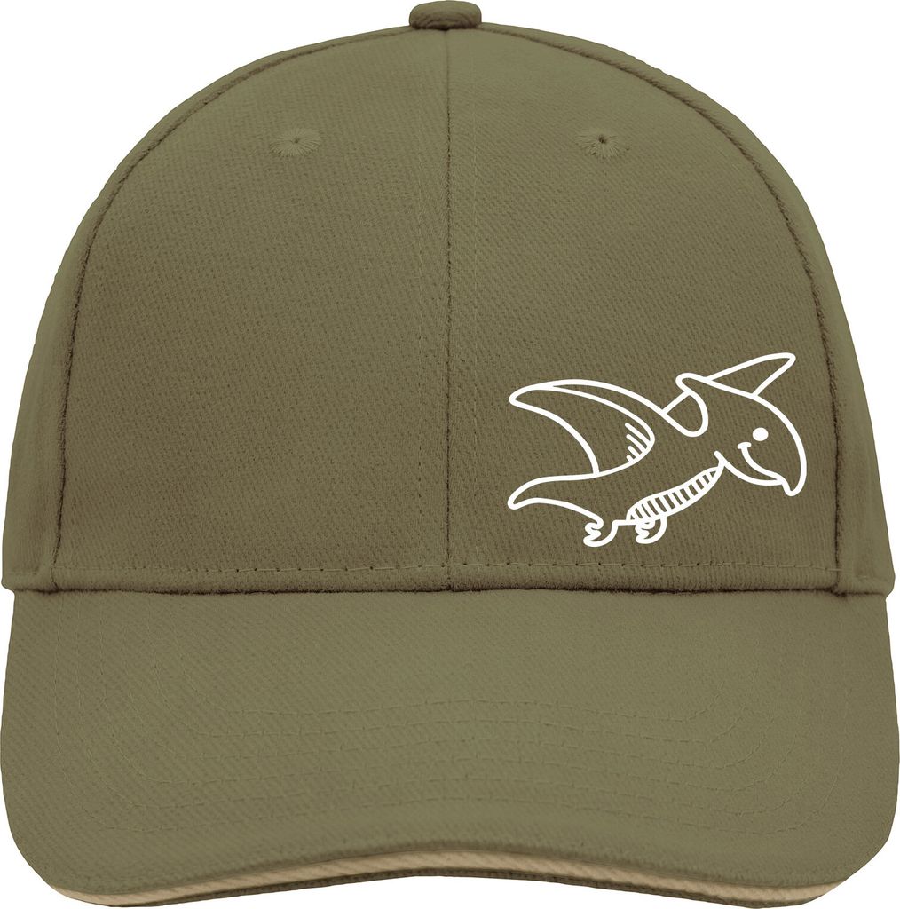 Huuraa Cappy Mütze Pteranodon Dinosaurier Olive/Beige Baumwolle 6-Panel Kappe Geschenkidee