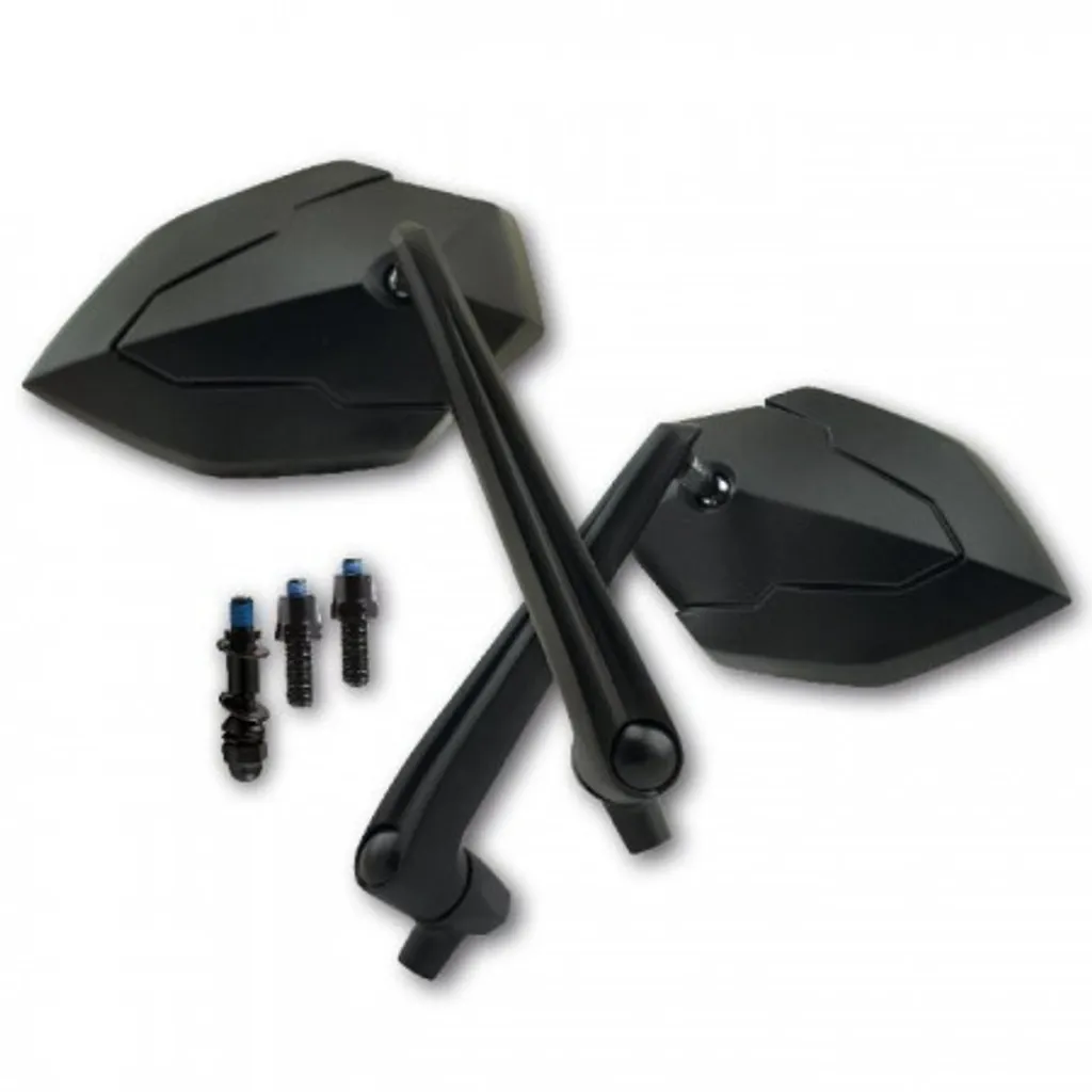 Miroir universel FEVER robuste en alu noir M10 pour guidon de moto