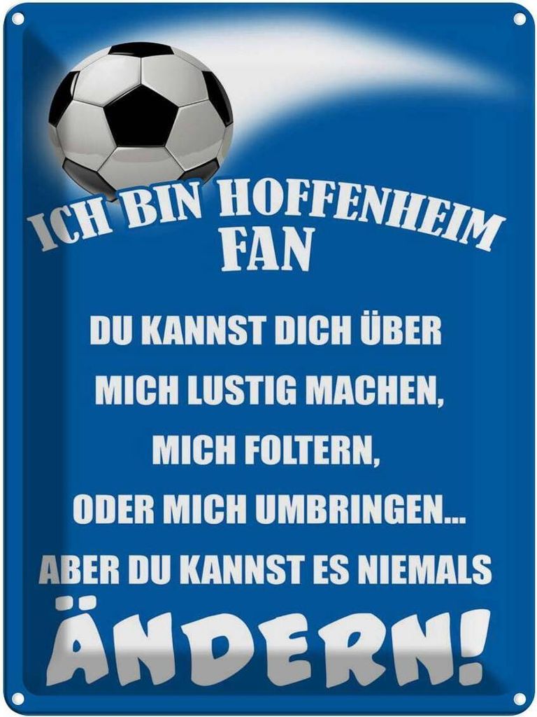 vianmo Blechschild 40x30 cm ich bin Hoffenheim Fan Fussball Sport Hobby