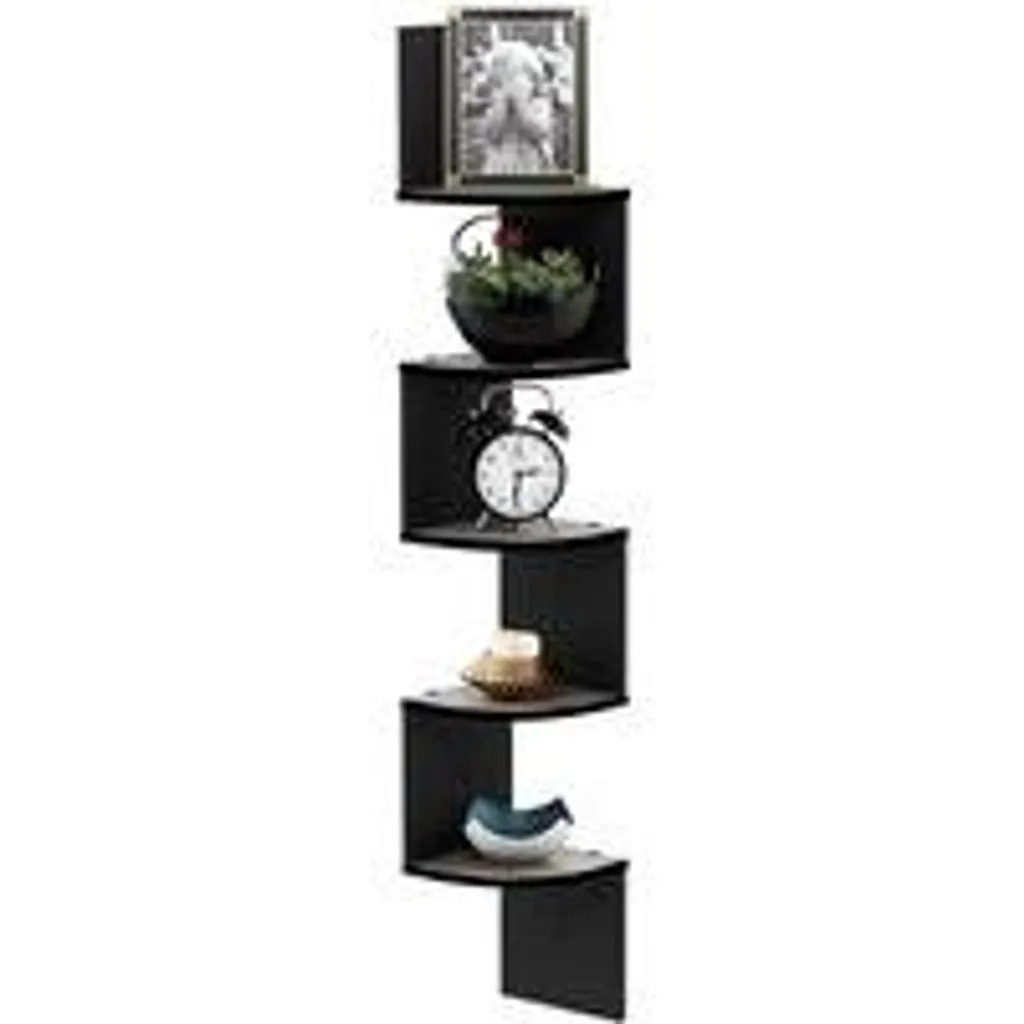 Étagère en chêne noir à 5 niveaux - Bibliothèque bois massif 180cm