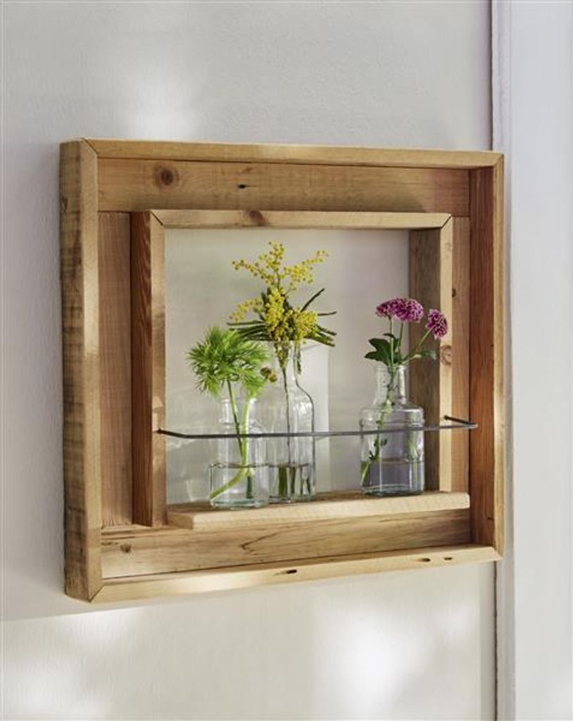 Wandregal "Fenster" aus recyceltem Holz, Fensterrahmen, Produktbild 