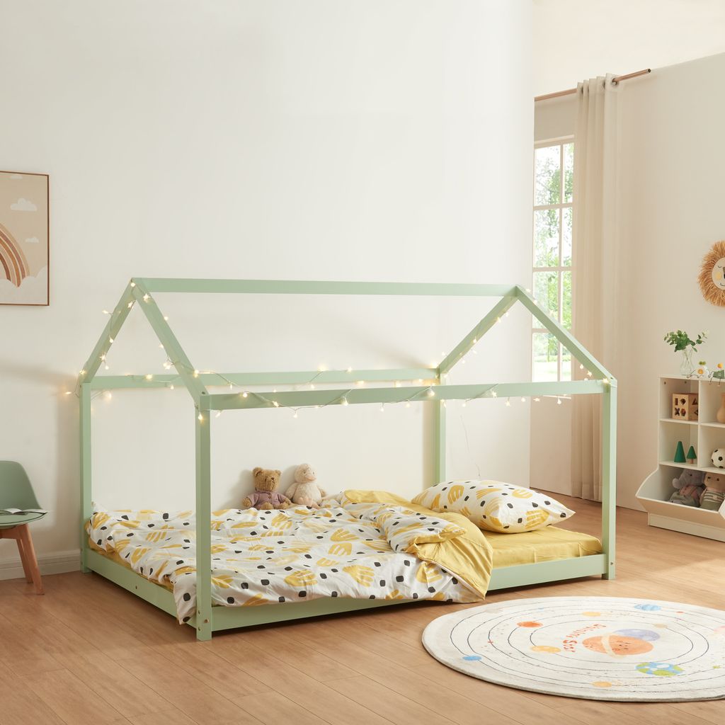 Lit d'enfant 'Cerro' lit de maison 140x200cm vert menthe Image du produit 