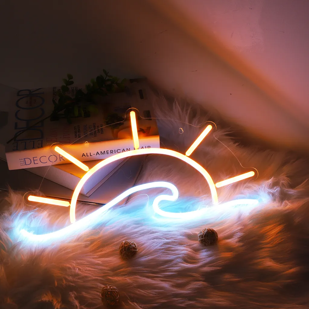 Déco Murale Lumineuse Néon Soleil LED, Solution Éclairage Ambiance Facile - 2
