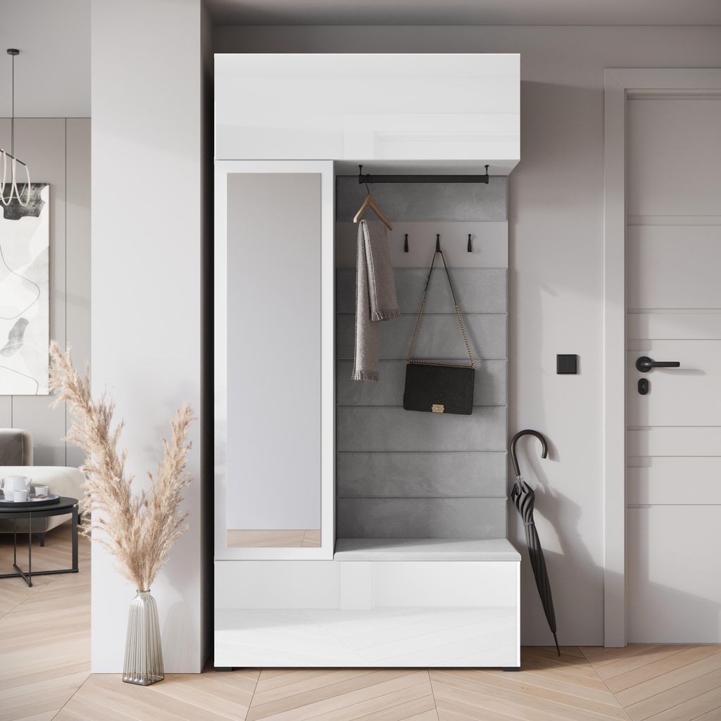 MINIO go for it, Garderobenset "TOKAT", Garderobe, 115 cm, mit Spiegel, Weiße Farbe