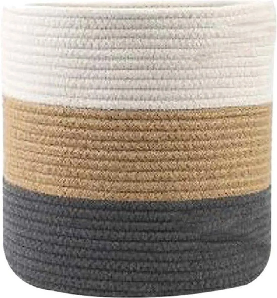 Panier tressé en fibre de coton naturel, organiseur polyvalent de maison