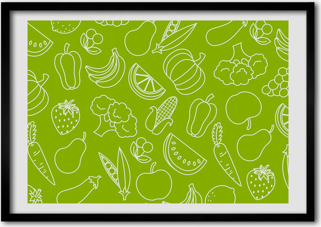 Bild - Bilderrahmen - 100 cm x 70 cm - MDF - Rahmen - Foto - Wandkunst Früchte und Gemüse
