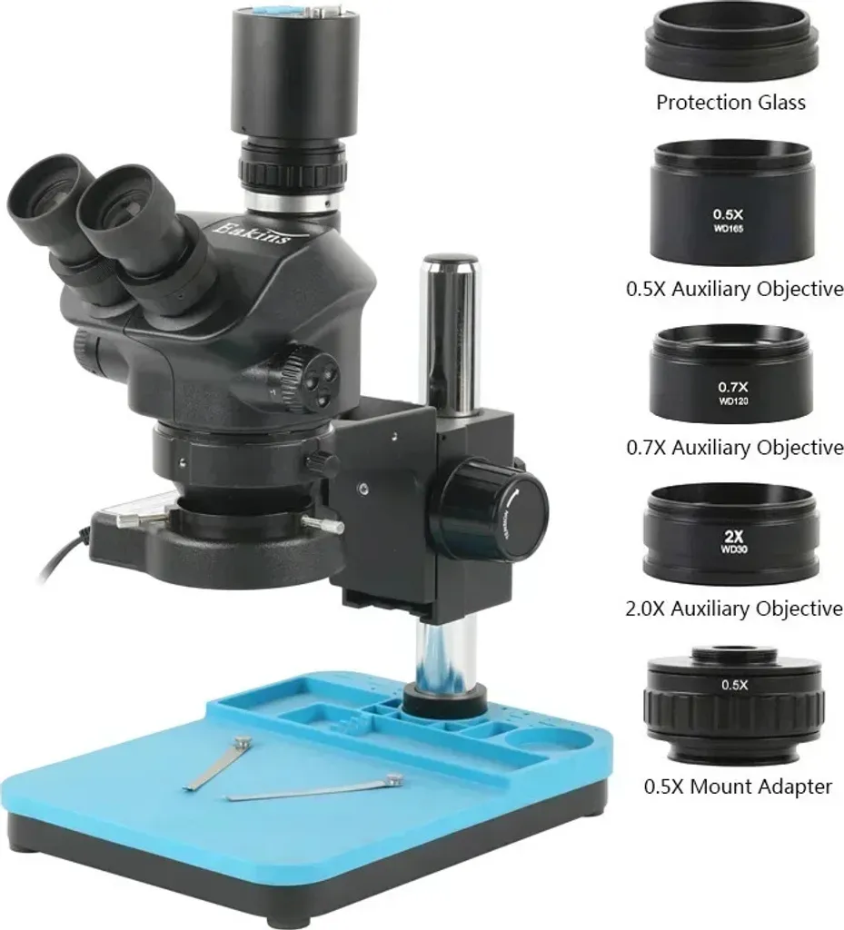 Microscope stéréo trinoculaire 7x-50x avec sorties HDMI USB et Type-C