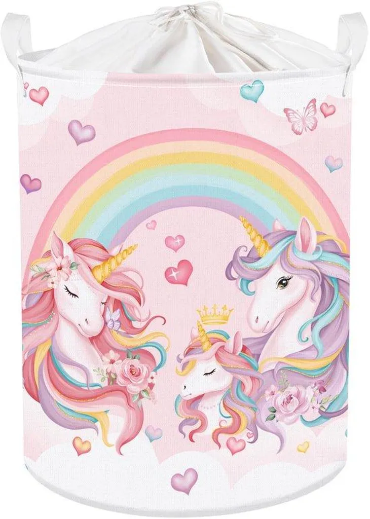 Rangement chambre enfant arc-en-ciel rose 36x45 cm pour jouets et peluches