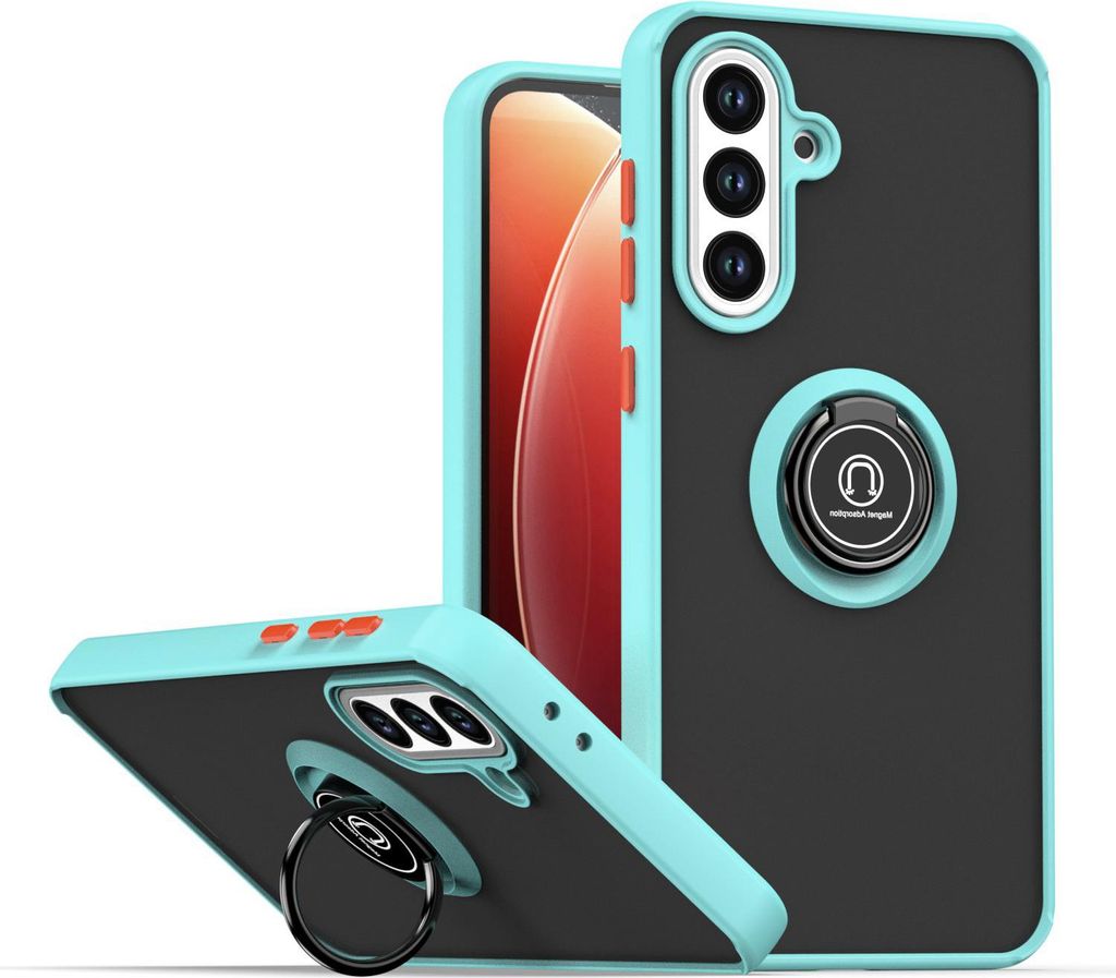 Hülle für Samsung Galaxy A56 Matte Transluzent TPU Stoßfest Schutzhülle mit Ring Halter Ständer Hellblau