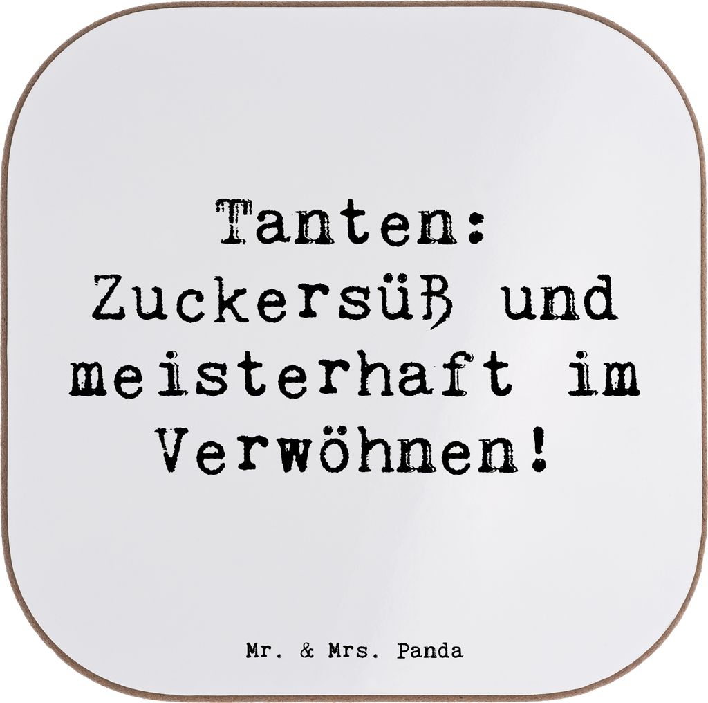 Mr. & Mrs. Panda Personalisierter Bierdeckel Tante Zuckersüß - Weiß - Geschenk, Jubiläen, Nichte, Lächeln, Personalisierte Glasuntersetzer, ei...