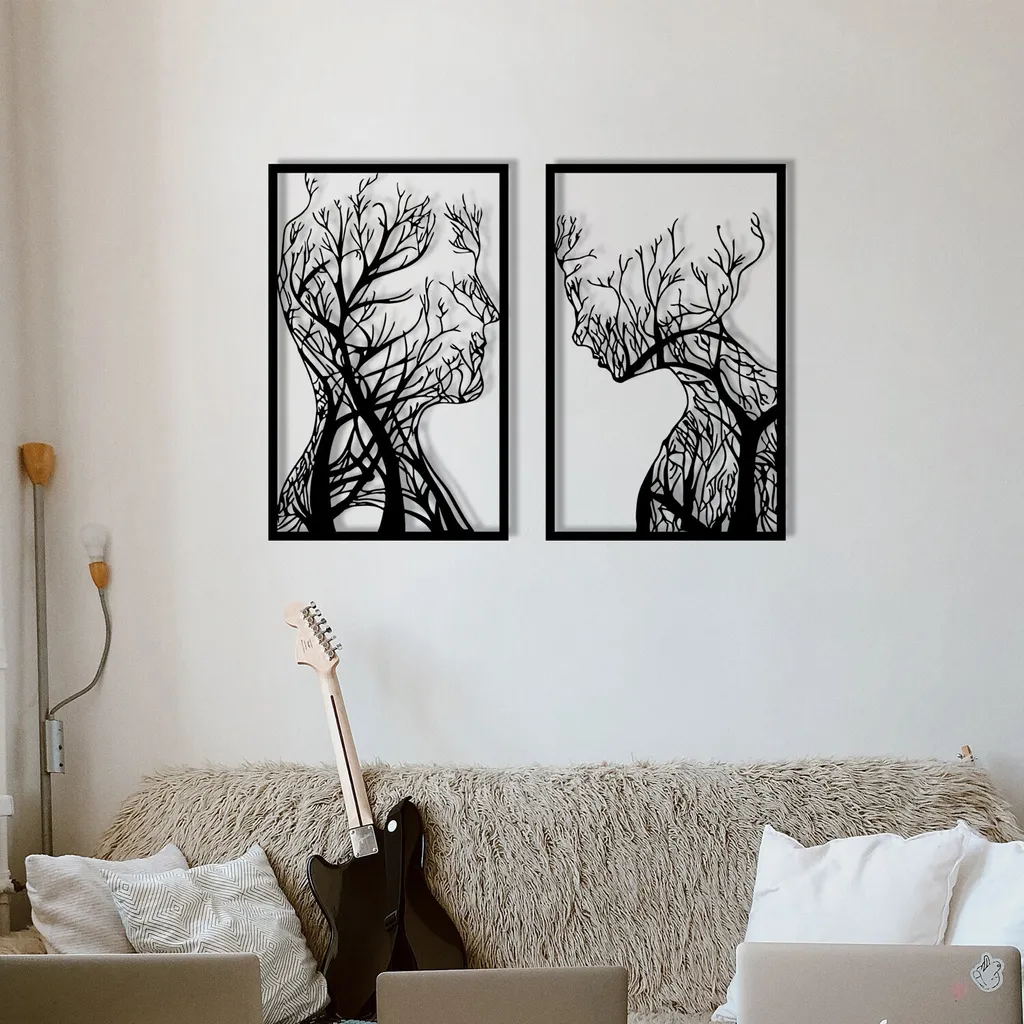 Tableau Mural Métallique Noir Wallity Lutuf 86x63 cm Style Industriel