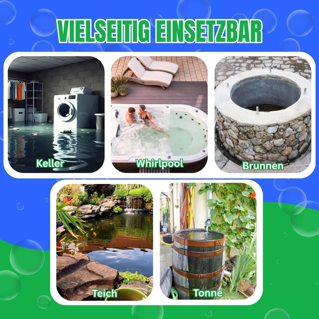 CHM GmbH Schmutzwasserpumpe 550 Watt, Tauchpumpe 10000 L/h Förderhöhe 7m