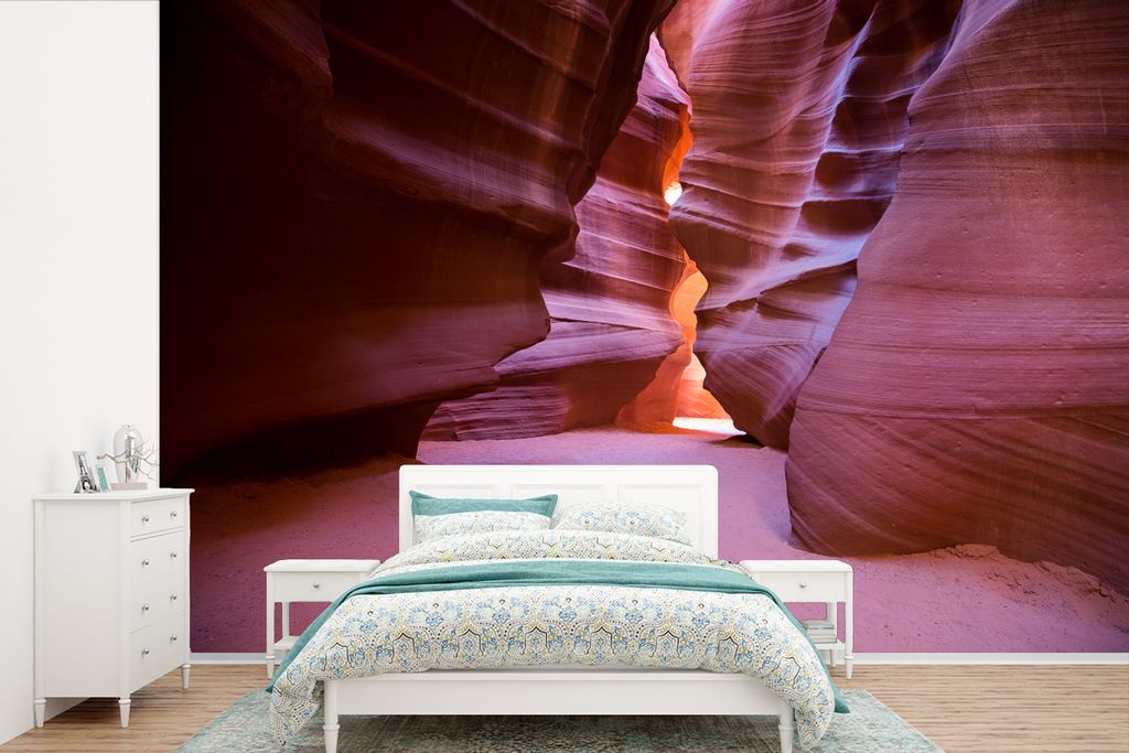 MuchoWow Fototapete für Wohnzimmer oder Schlafzimmer Wandtapete Vinyl Motivtapete Geformte Höhlen mit hohen Wänden - 450x300 cm - Gemusterte