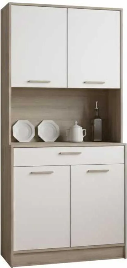 Meuble buffet Romanie-Kronberg chêne et blanc mat avec 3 portes bois