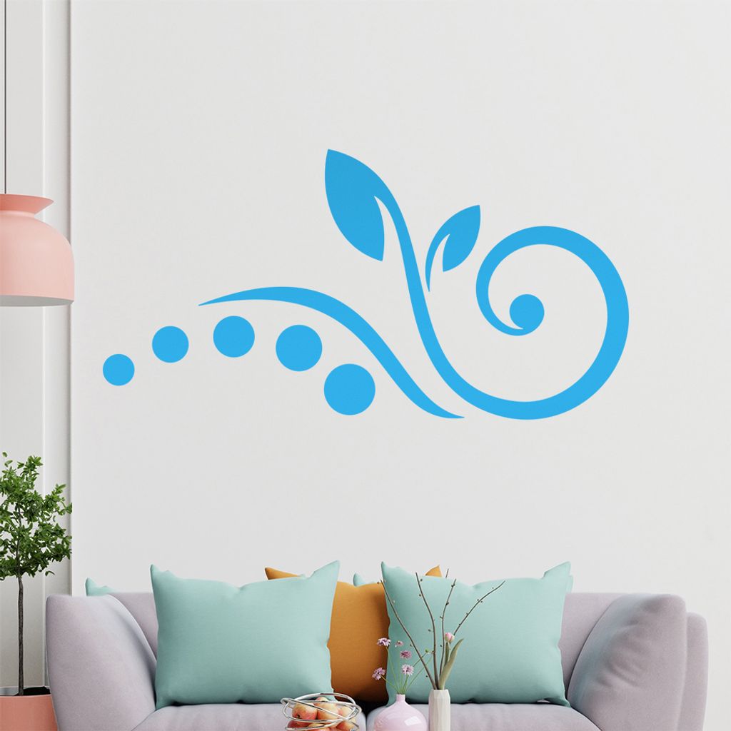 Blume - Linien Punkte Wandtattoo in 6 Größen - Wandaufkleber Wall Sticker - Dekoration, Küche, Wohnzimmer, Schlafzimmer, Badezimmer