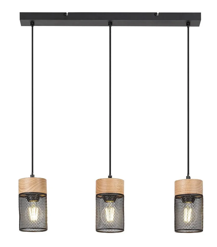 Lustre suspension en bois de hêtre 3 lampes E27 Callum Rabalux 72043