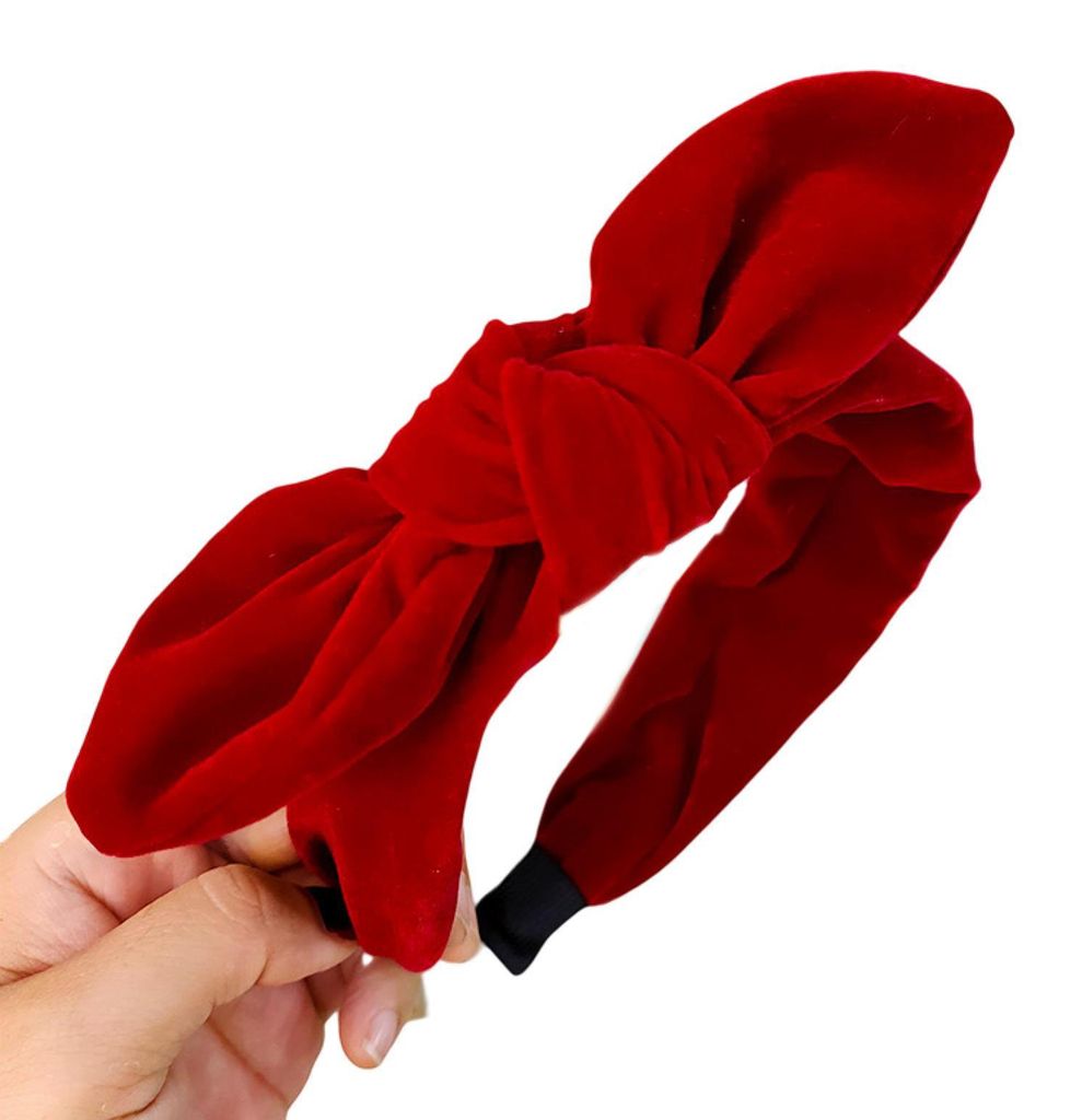 Elegantes Retro-Haarband mit Hasenohren aus Samt, einfarbig, mit Schleife – das perfekte Geschenk für Damen.