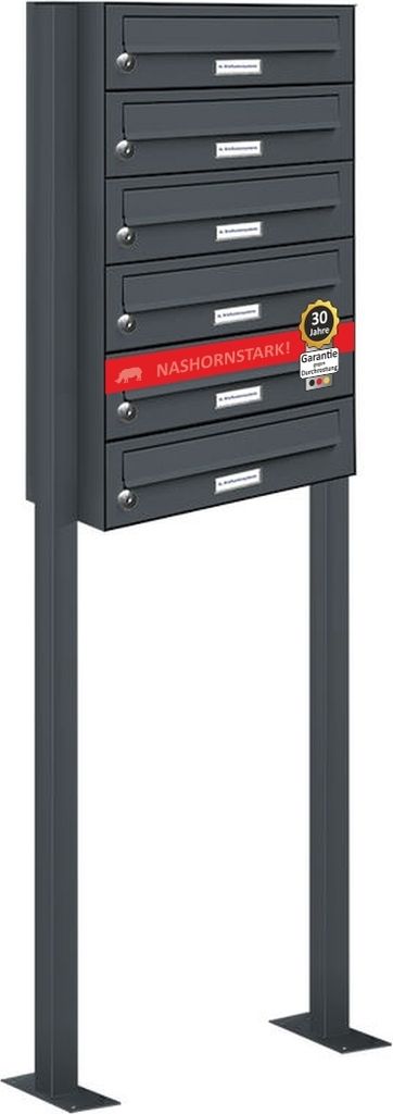 6er Standbriefkasten Anlage Freistehend RAL 7016 - Anthrazit