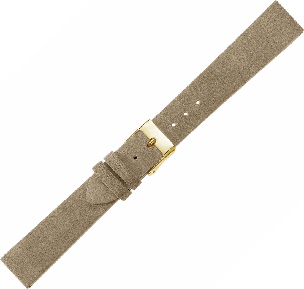 Herzog Amrum > Uhrenarmband beige > Velourleder flach Verlauf, Stegbreite:20mm, Schließe:Gelbgolden
