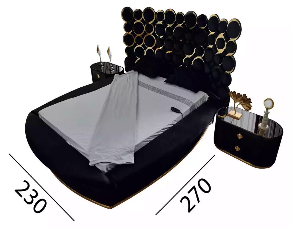 Komplettes Schlafzimmer Set Luxusbett 2x Nachttische Schminktisch Spiegel 5tlg