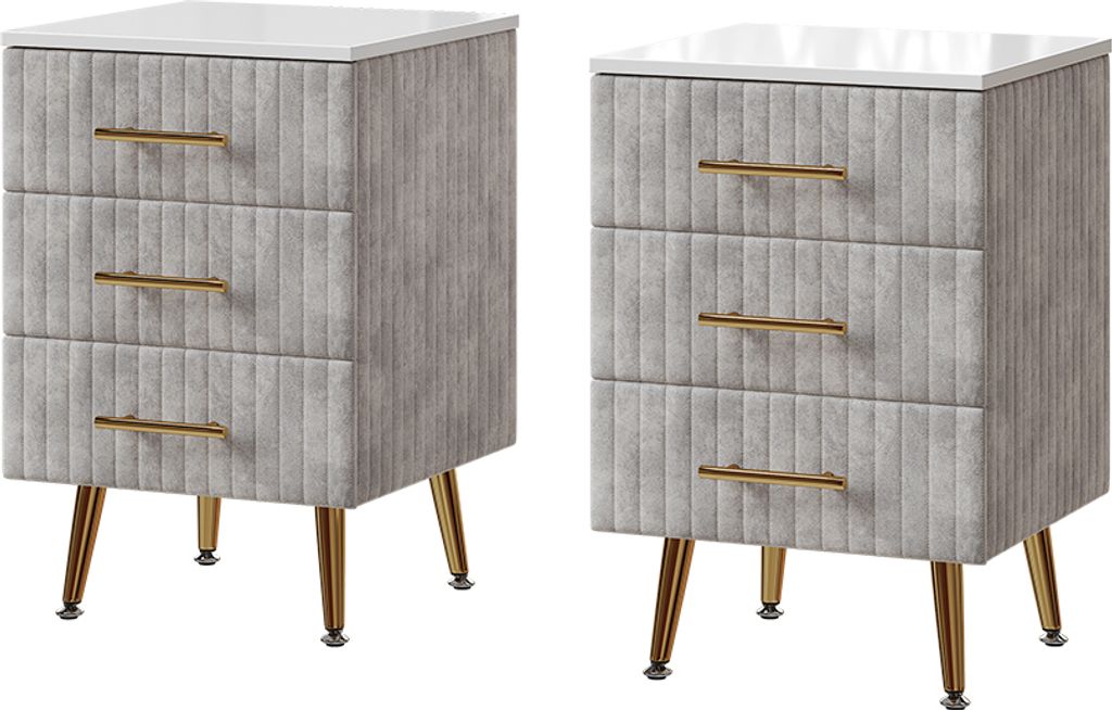 Nachttisch Vicco Velia Grau 2er Set, Model 53035 Produktbild 