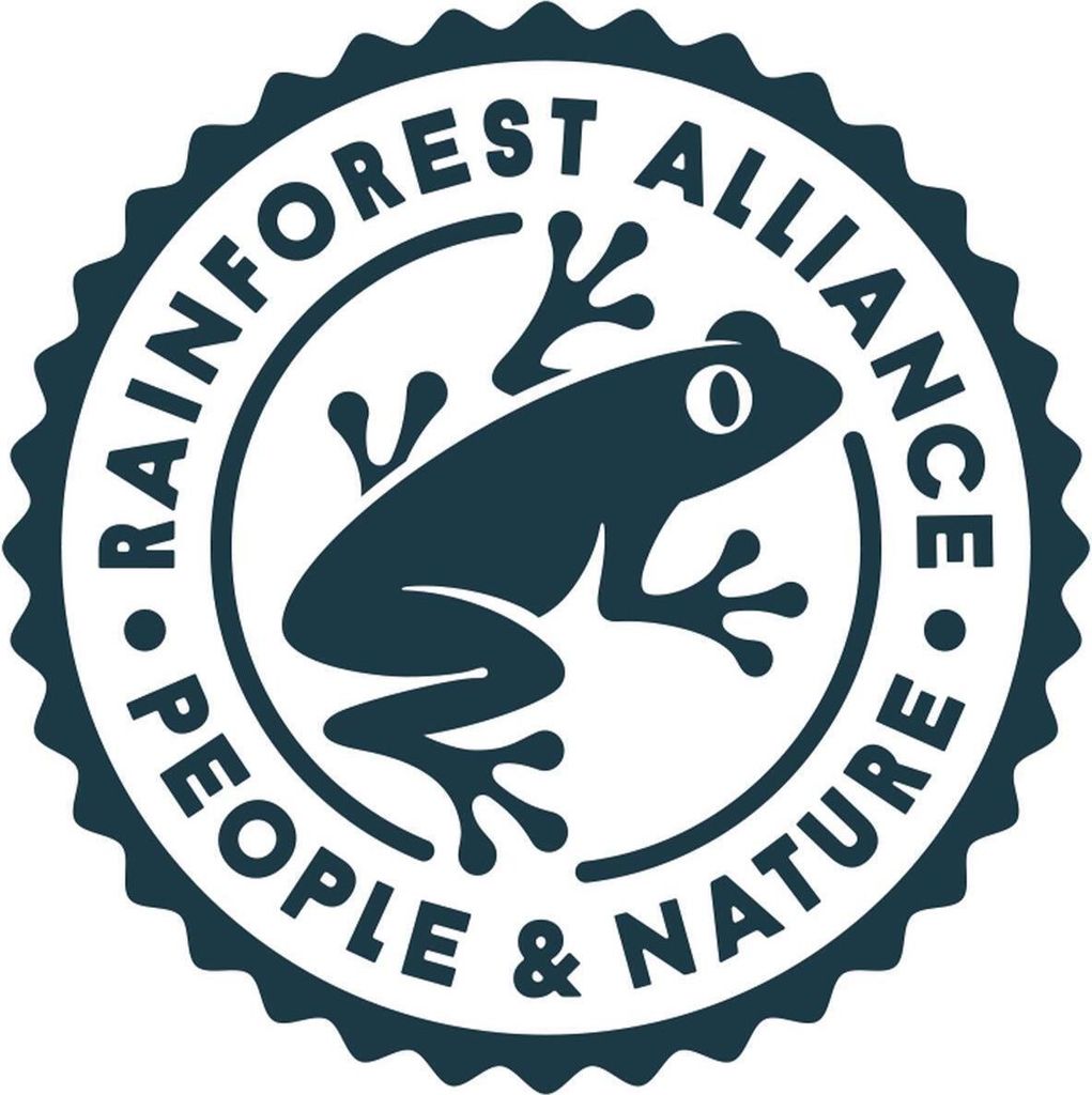 A circular logo with a frog and text.