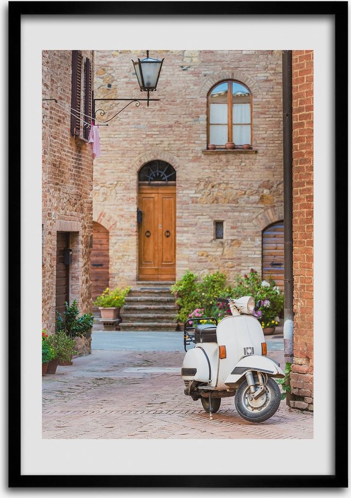 Bild - Bilderrahmen - 50 cm x 70 cm - MDF - Rahmen - Wandkunst Italienische Straßen