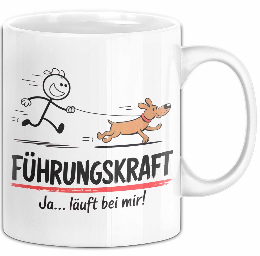 Hundebesitzer Hundegassi Tasse Geschenk Lustige Geschenkidee Spruch Führungskraft Ja Läuft Bei Mir (Weiß)