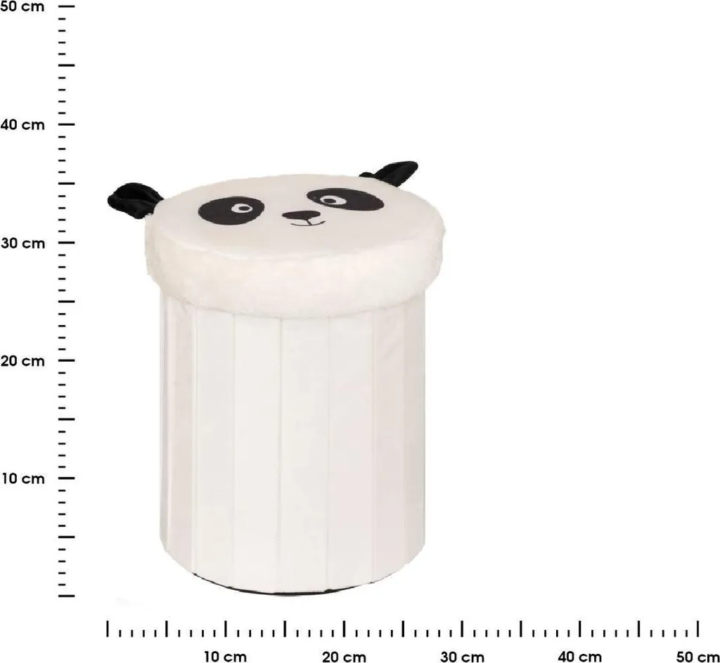 Tabouret pouf pliant pour chambre d'enfant Andy noir et blanc 36cm