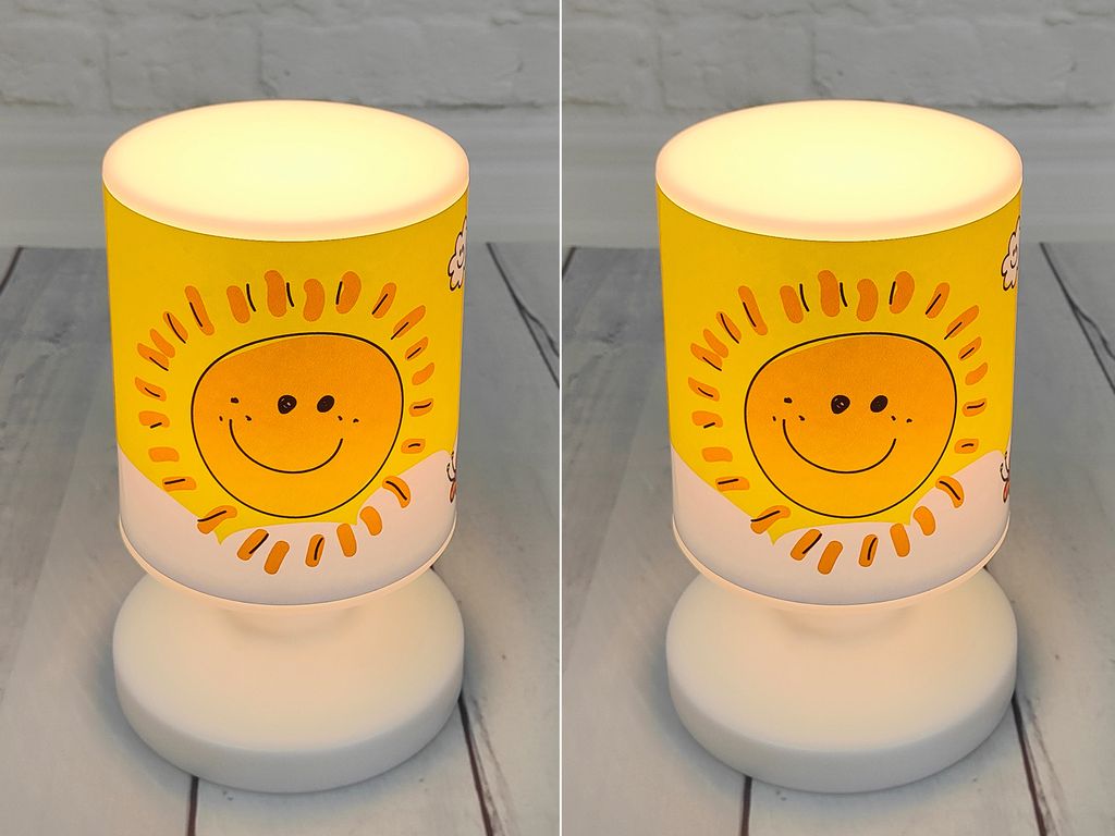 2er Set Akku Kinderlampe Sonne, Nachttischlampe per USB aufladbar, Kinderzimmer